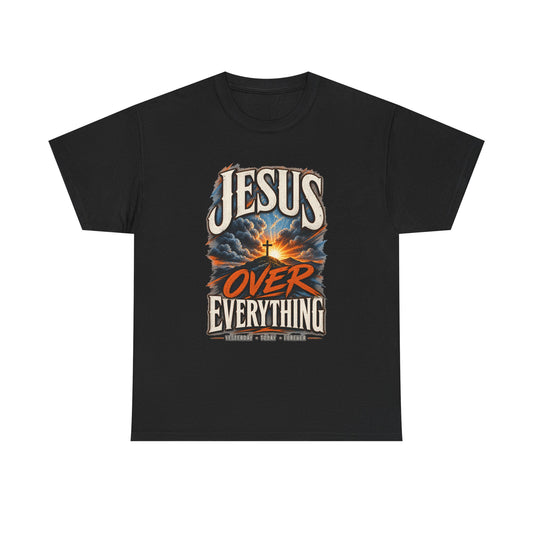 Jesus Over Everything Sunrise Christian T-Shirt | Cross Tee