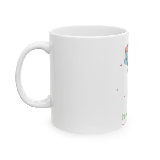 Floral 'First Flower' Ceramic Mug — Pastel Bouquet Coffee Cup (11oz/15oz)