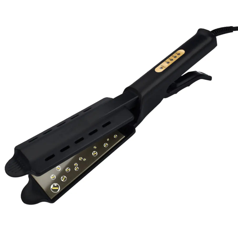 Ceramic flat iron hair straightener with adjustable heat settings