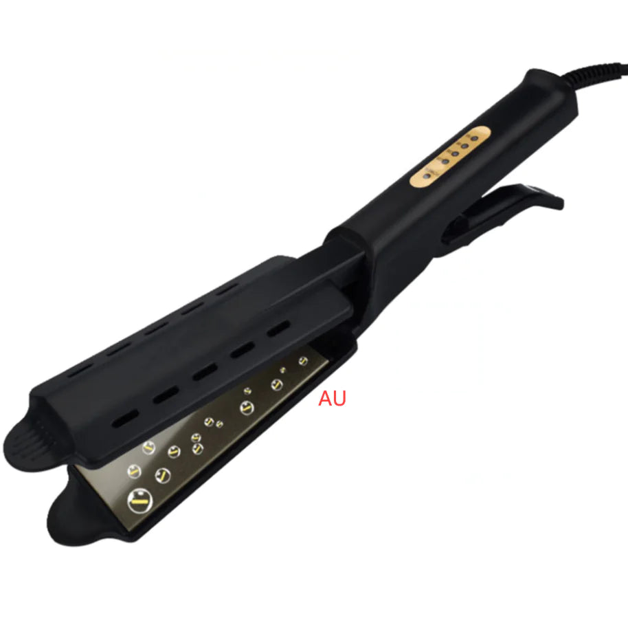 Ceramic flat iron hair straightener with adjustable heat settings