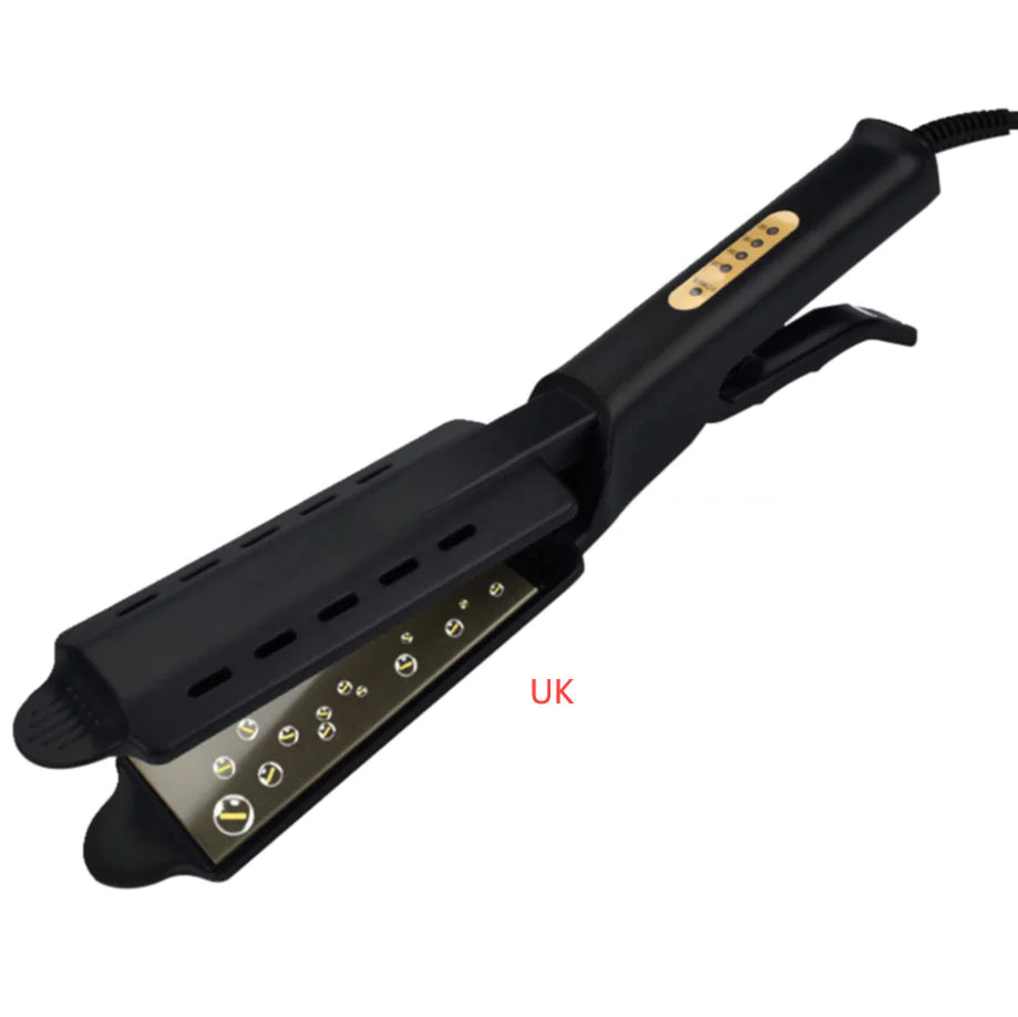 Ceramic flat iron hair straightener with adjustable heat settings