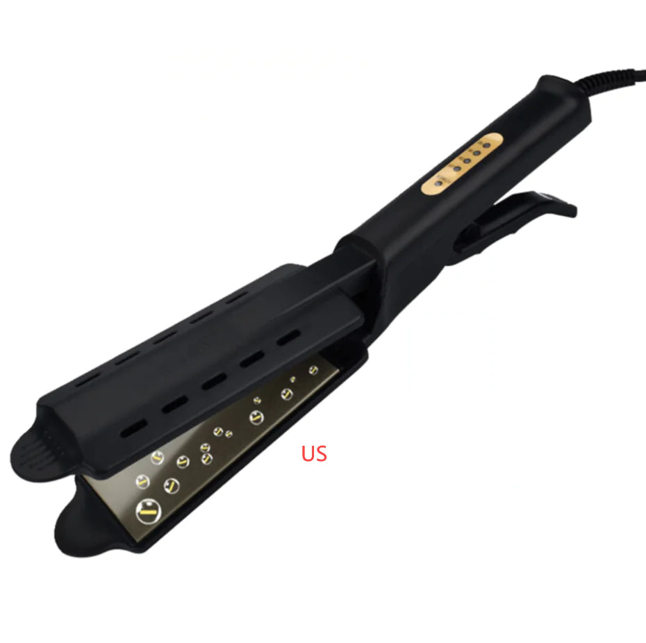 Ceramic flat iron hair straightener with adjustable heat settings