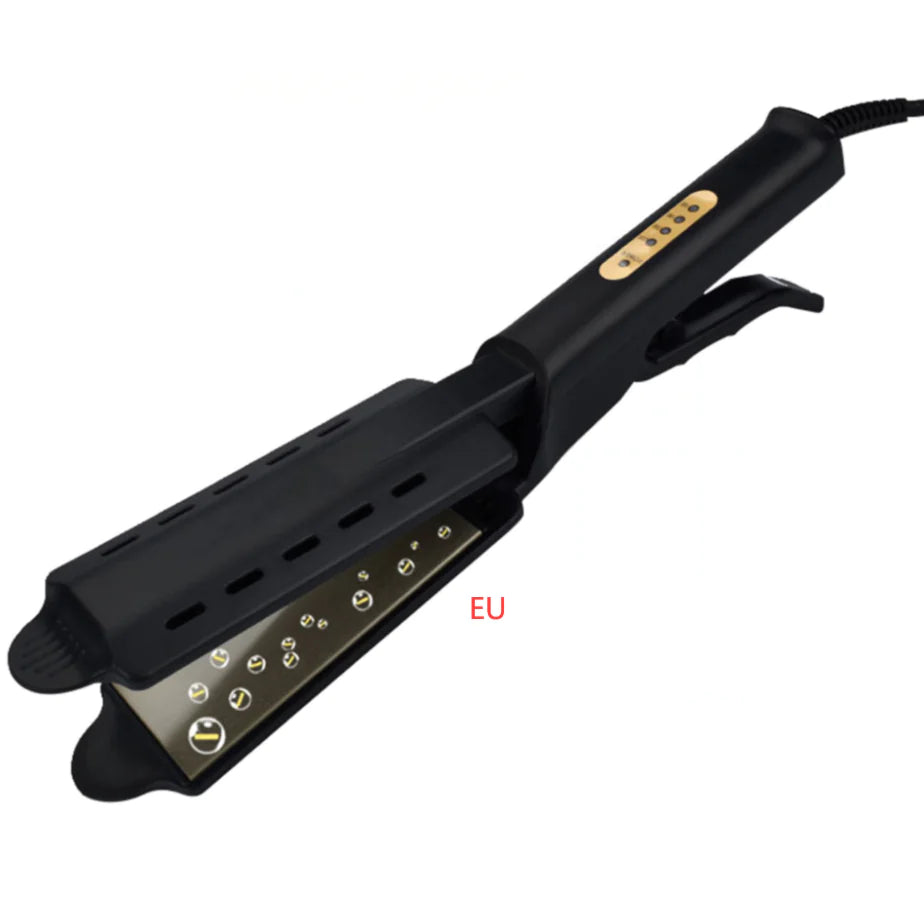 Ceramic flat iron hair straightener with adjustable heat settings