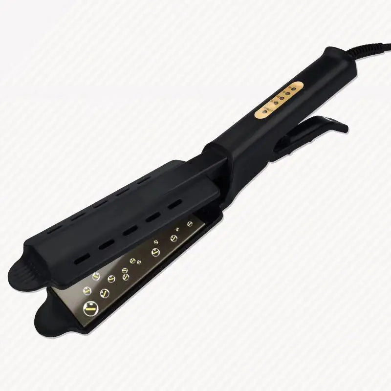 Ceramic flat iron hair straightener with adjustable heat settings