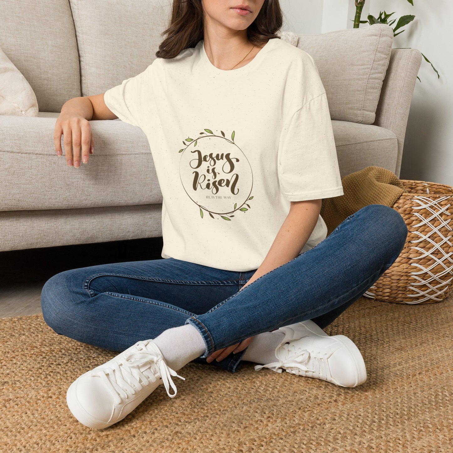Jesus Is Risen T-Shirt — Christian Easter Faith Tee with Laurel Wreath