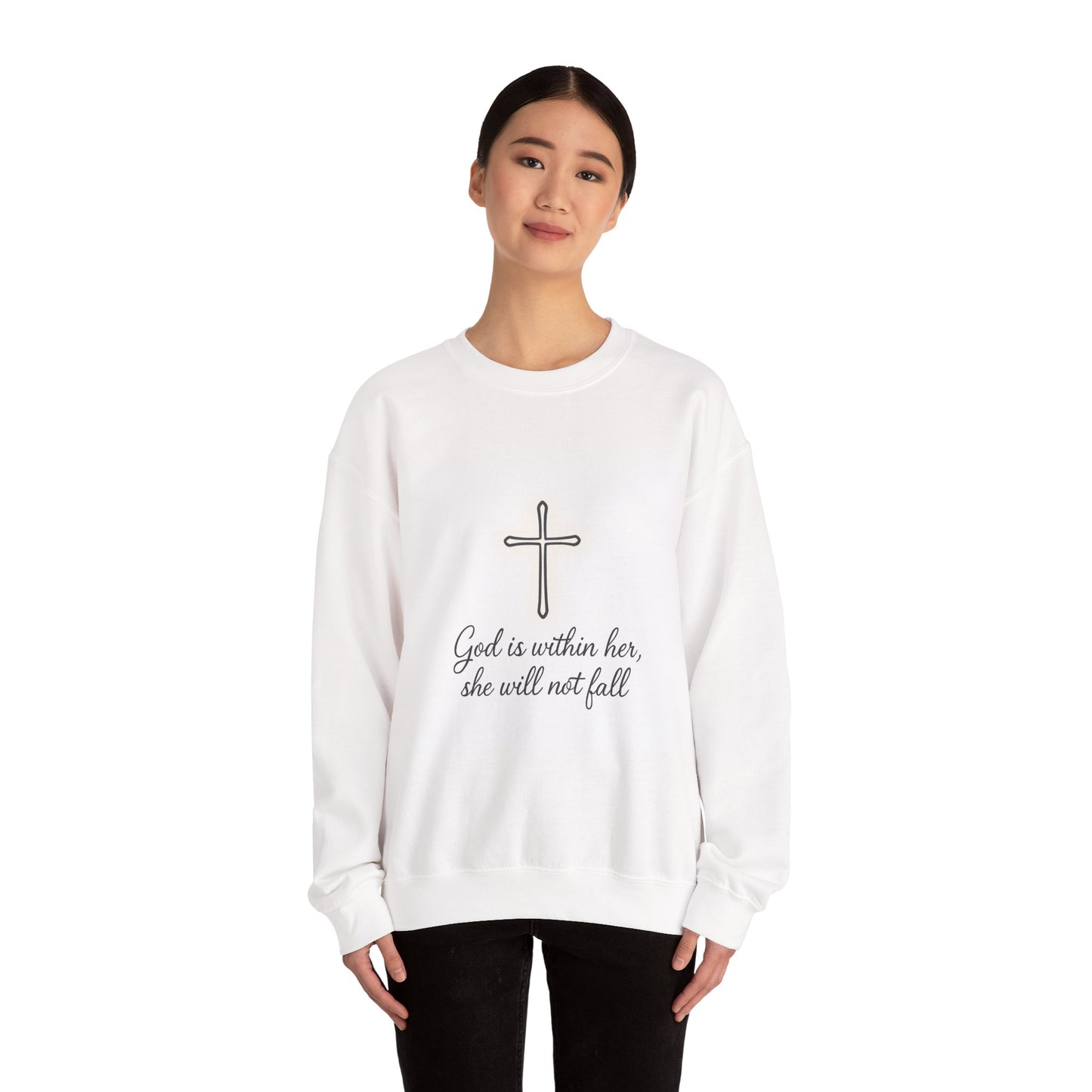 Minimal Cross Crewneck Sweatshirt — Christian Faith Symbol Pullover
