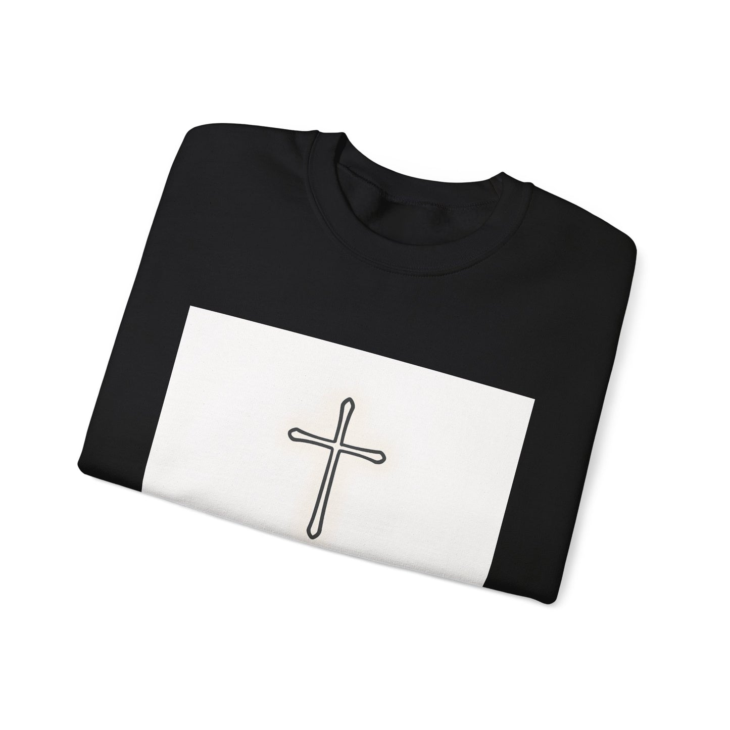 Minimal Cross Crewneck Sweatshirt — Christian Faith Symbol Pullover