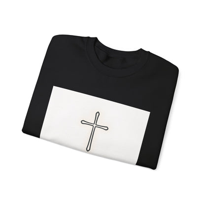 Minimal Cross Crewneck Sweatshirt — Christian Faith Symbol Pullover