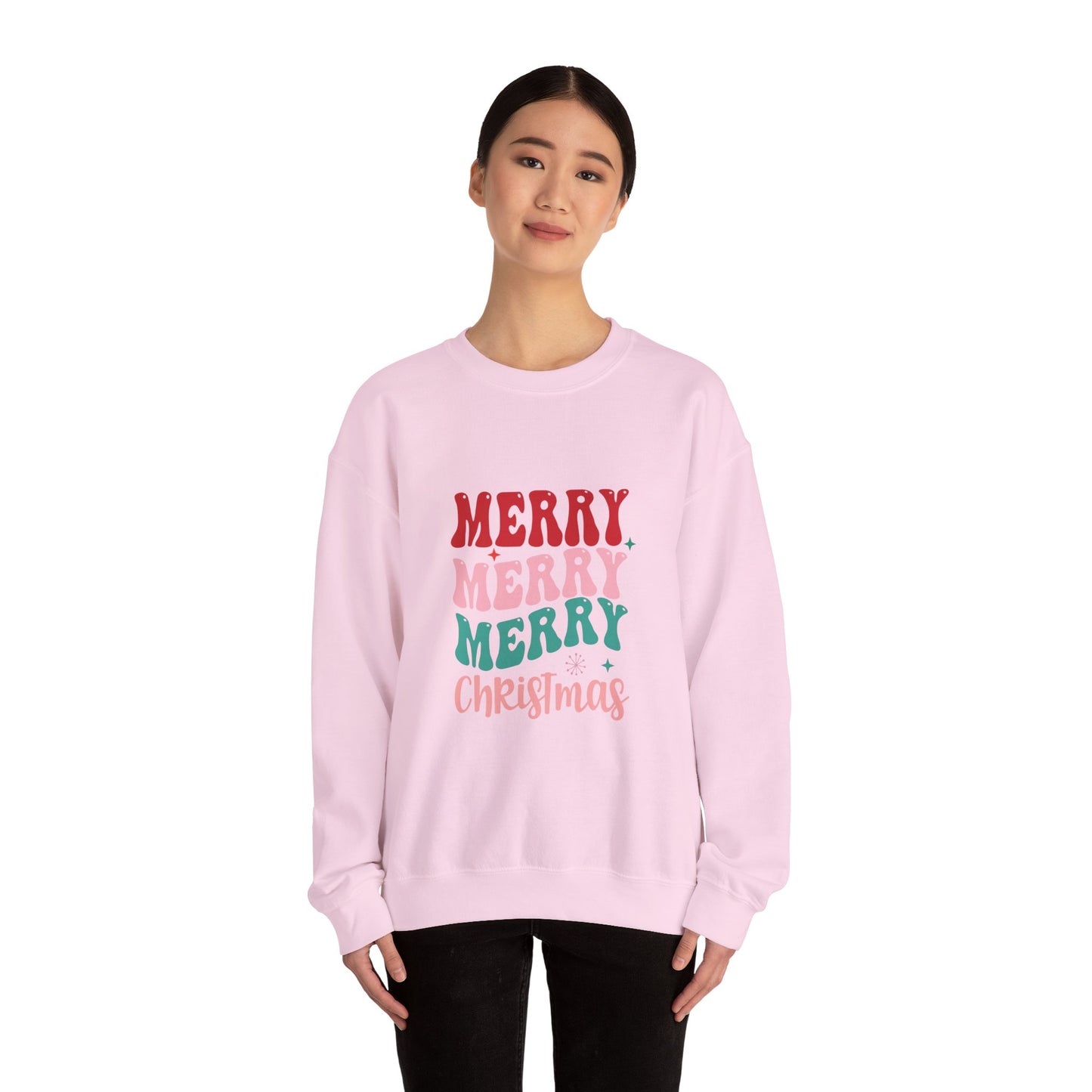 Christmas Crewneck Sweatshirt — "Merry Merry Merry" Holiday Pullover