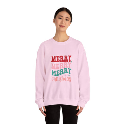 Christmas Crewneck Sweatshirt — "Merry Merry Merry" Holiday Pullover