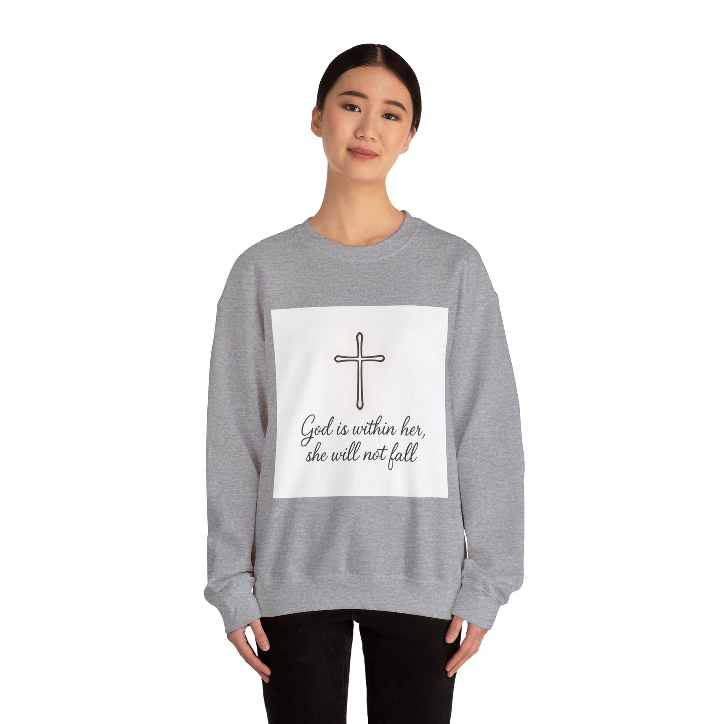 Minimal Cross Crewneck Sweatshirt — Christian Faith Symbol Pullover