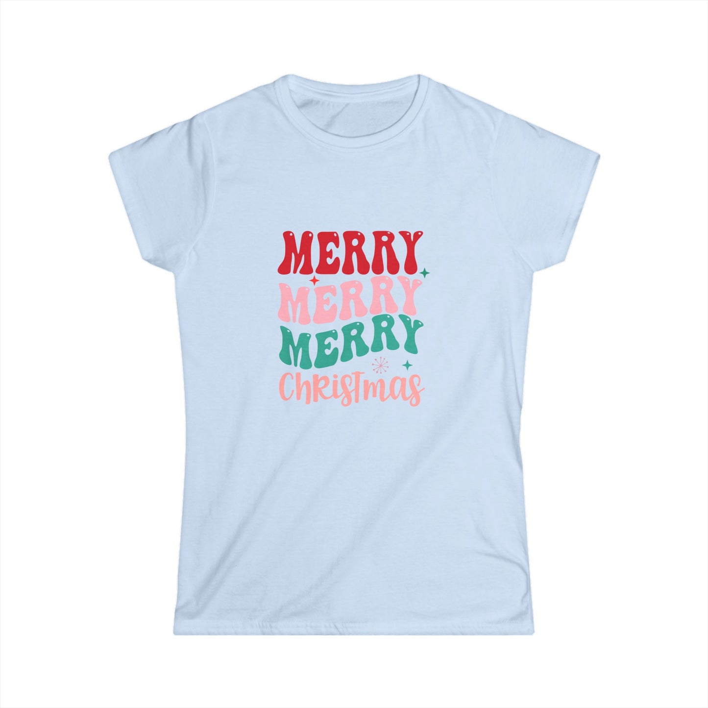 Merry Merry Merry Christmas Tee — Festive Women's Holiday Shirt