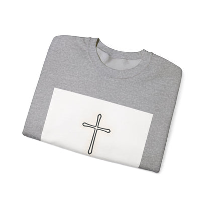 Minimal Cross Crewneck Sweatshirt — Christian Faith Symbol Pullover