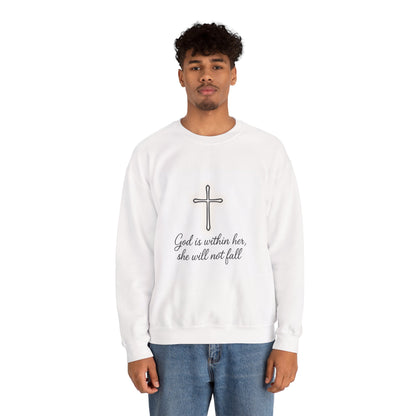 Minimal Cross Crewneck Sweatshirt — Christian Faith Symbol Pullover
