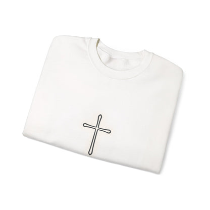Minimal Cross Crewneck Sweatshirt — Christian Faith Symbol Pullover