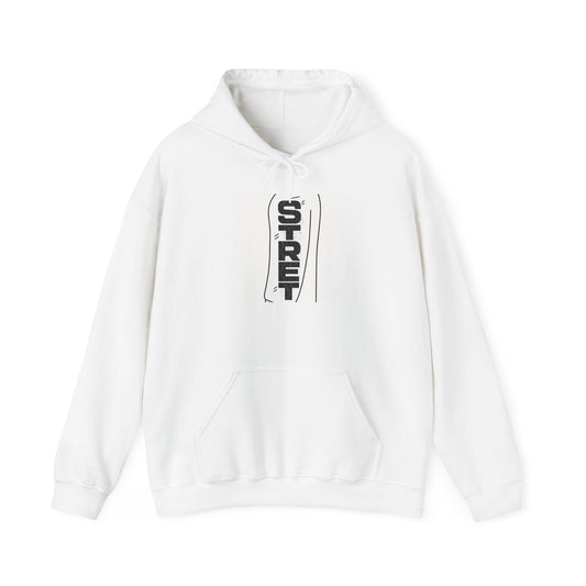 Street Vertical Logo Hoodie — Minimal Urban Graphic Pullover