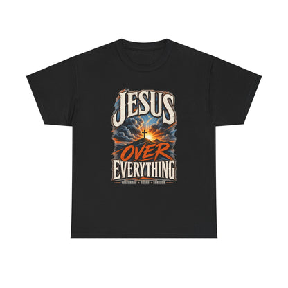Jesus Over Everything Sunrise Christian T-Shirt | Cross Tee