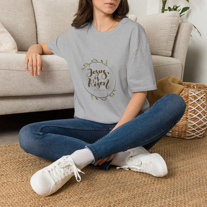 Jesus Is Risen T-Shirt — Christian Easter Faith Tee with Laurel Wreath