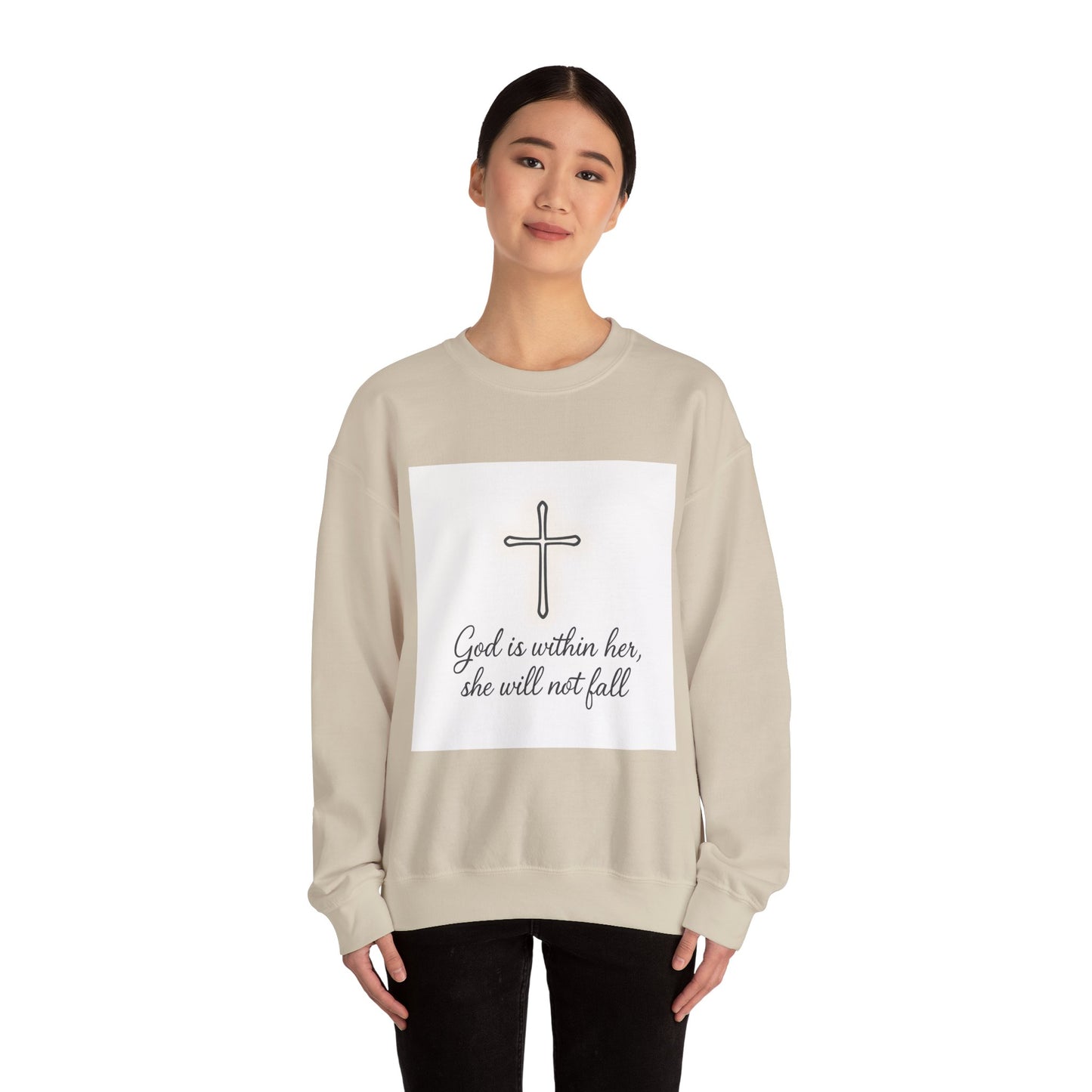 Minimal Cross Crewneck Sweatshirt — Christian Faith Symbol Pullover