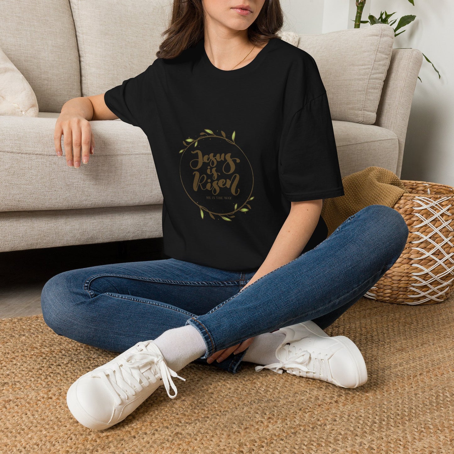 Jesus Is Risen T-Shirt — Christian Easter Faith Tee with Laurel Wreath