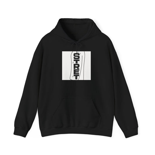 Street Vertical Logo Hoodie — Minimal Urban Graphic Pullover