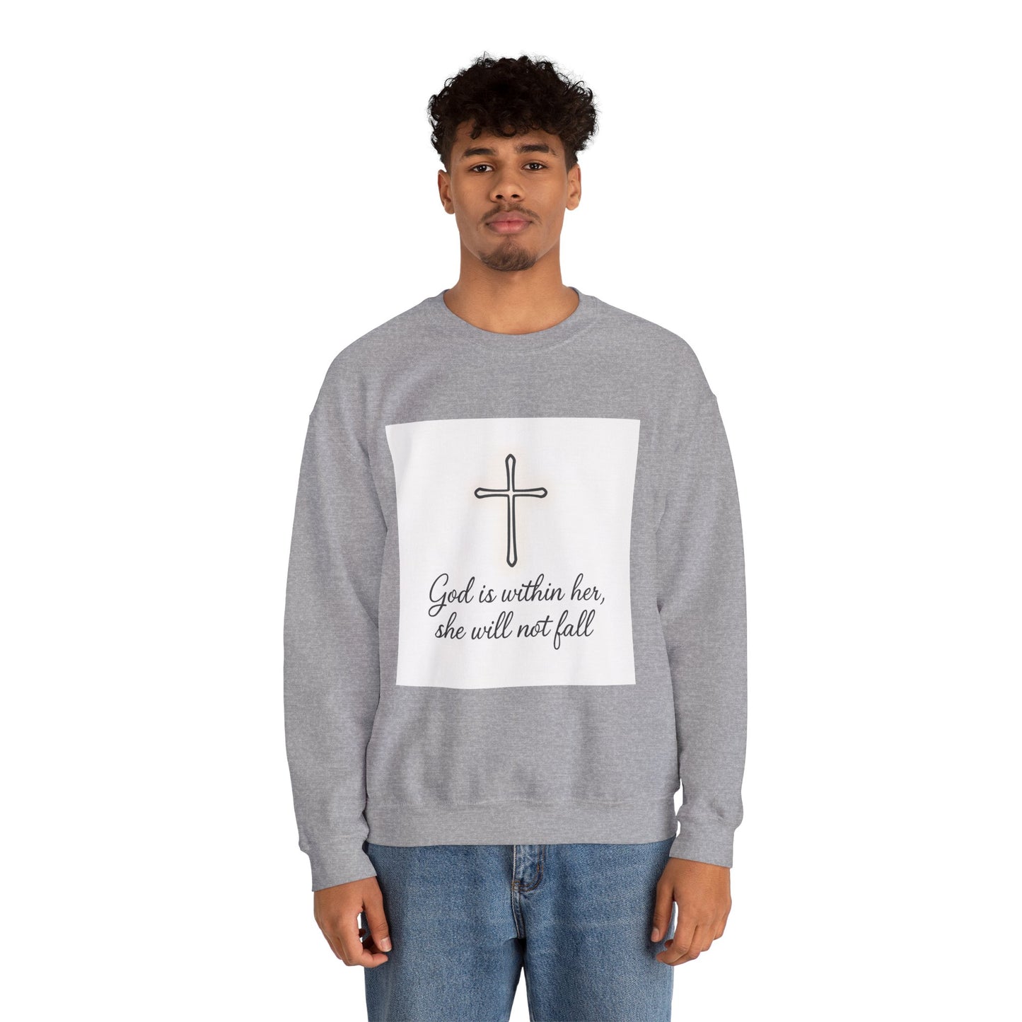 Minimal Cross Crewneck Sweatshirt — Christian Faith Symbol Pullover