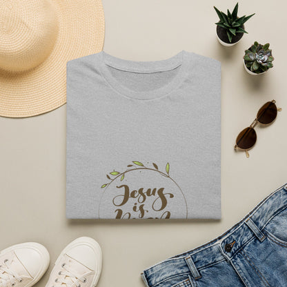 Jesus Is Risen T-Shirt — Christian Easter Faith Tee with Laurel Wreath