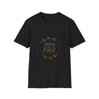 Jesus Is Risen T-Shirt — Christian Easter Faith Tee with Laurel Wreath