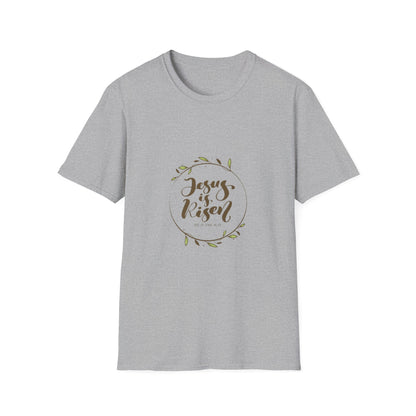 Jesus Is Risen T-Shirt — Christian Easter Faith Tee with Laurel Wreath