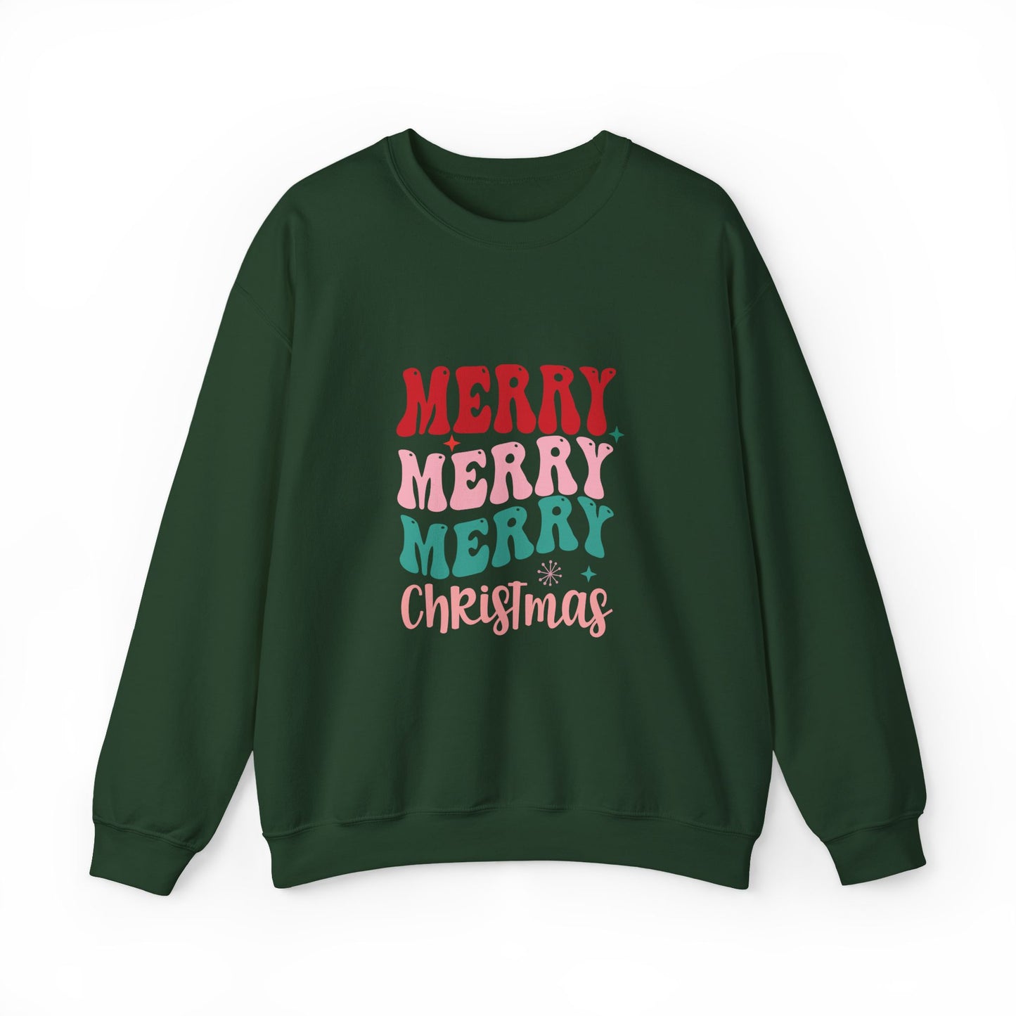 Christmas Crewneck Sweatshirt — "Merry Merry Merry" Holiday Pullover
