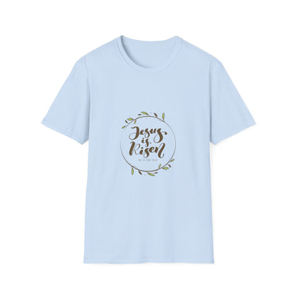 Jesus Is Risen T-Shirt — Christian Easter Faith Tee with Laurel Wreath