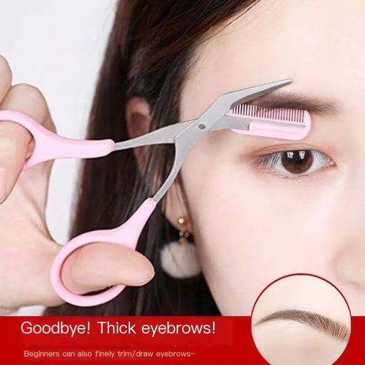 Pink Eyebrow scissors with built-n comb for trimming brows