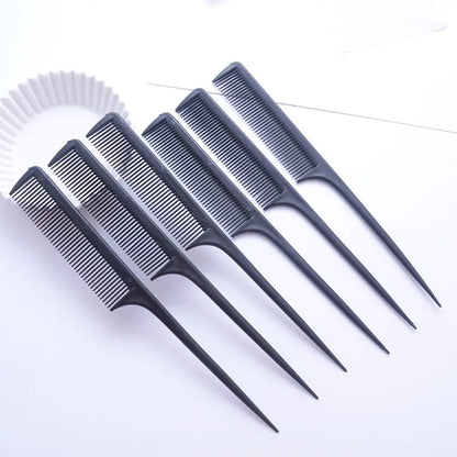 Fine- tooth black plastic tail comb for styling hair