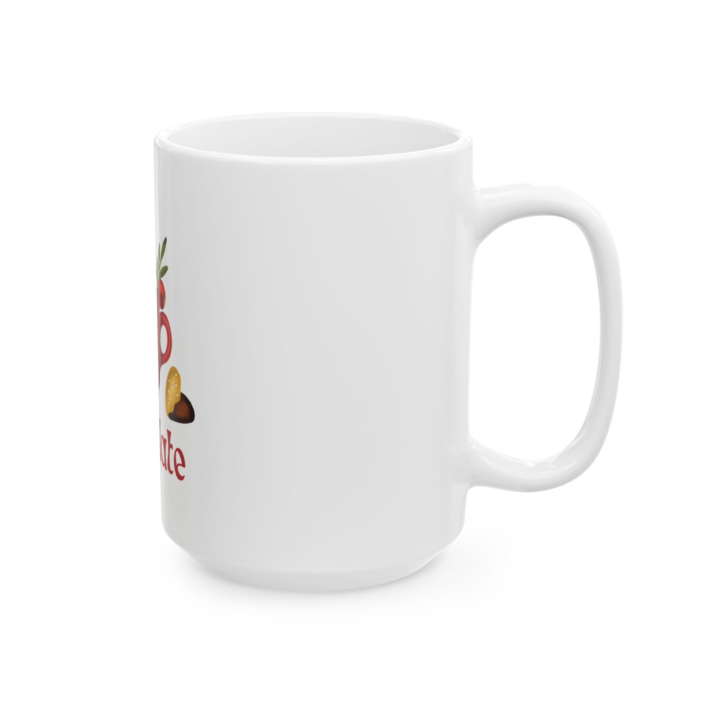 Hot Chocolate Christmas Mug – Festive Red Cocoa Cup with Candy Cane & 'Chocolate' Text