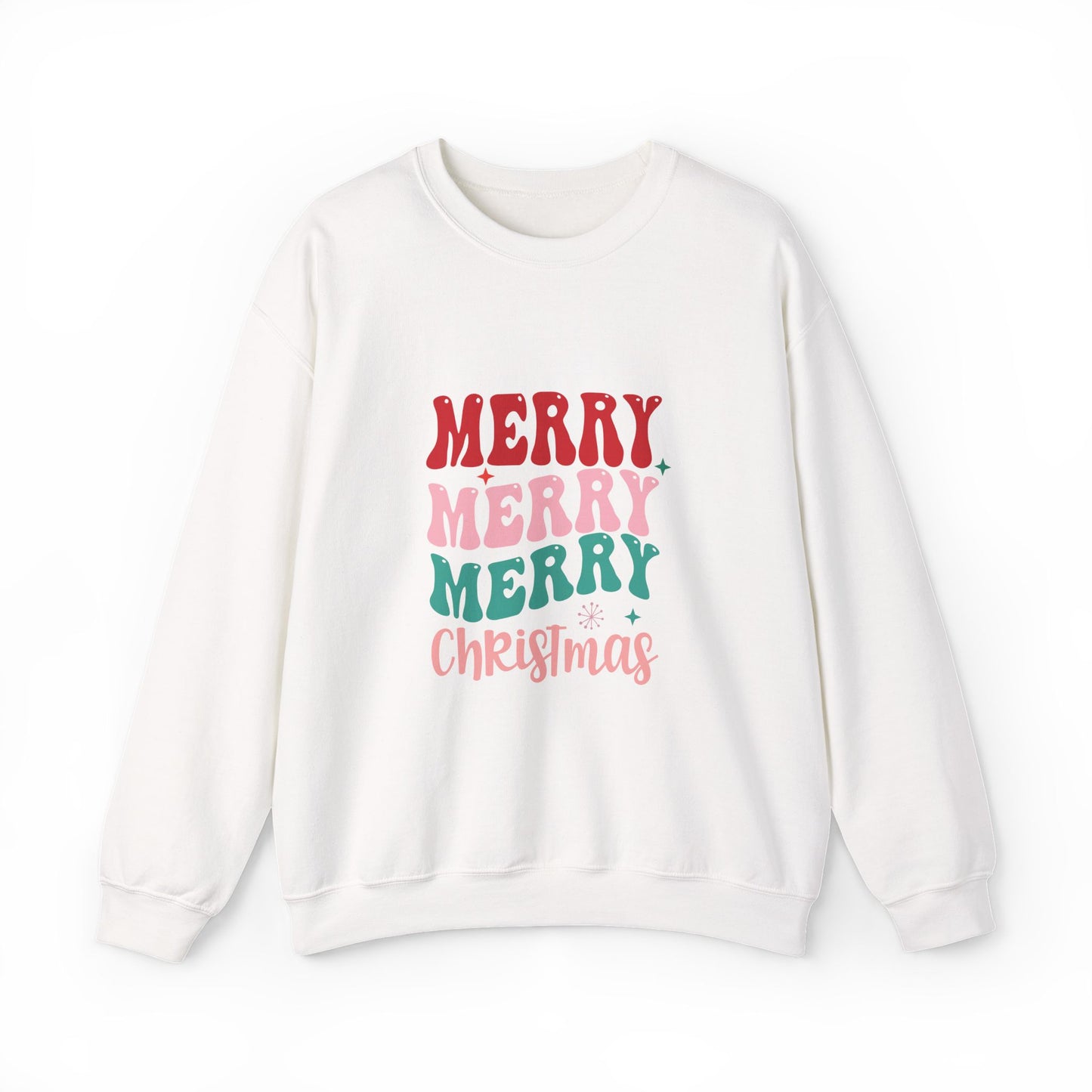 Christmas Crewneck Sweatshirt — "Merry Merry Merry" Holiday Pullover