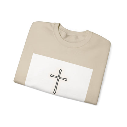Minimal Cross Crewneck Sweatshirt — Christian Faith Symbol Pullover