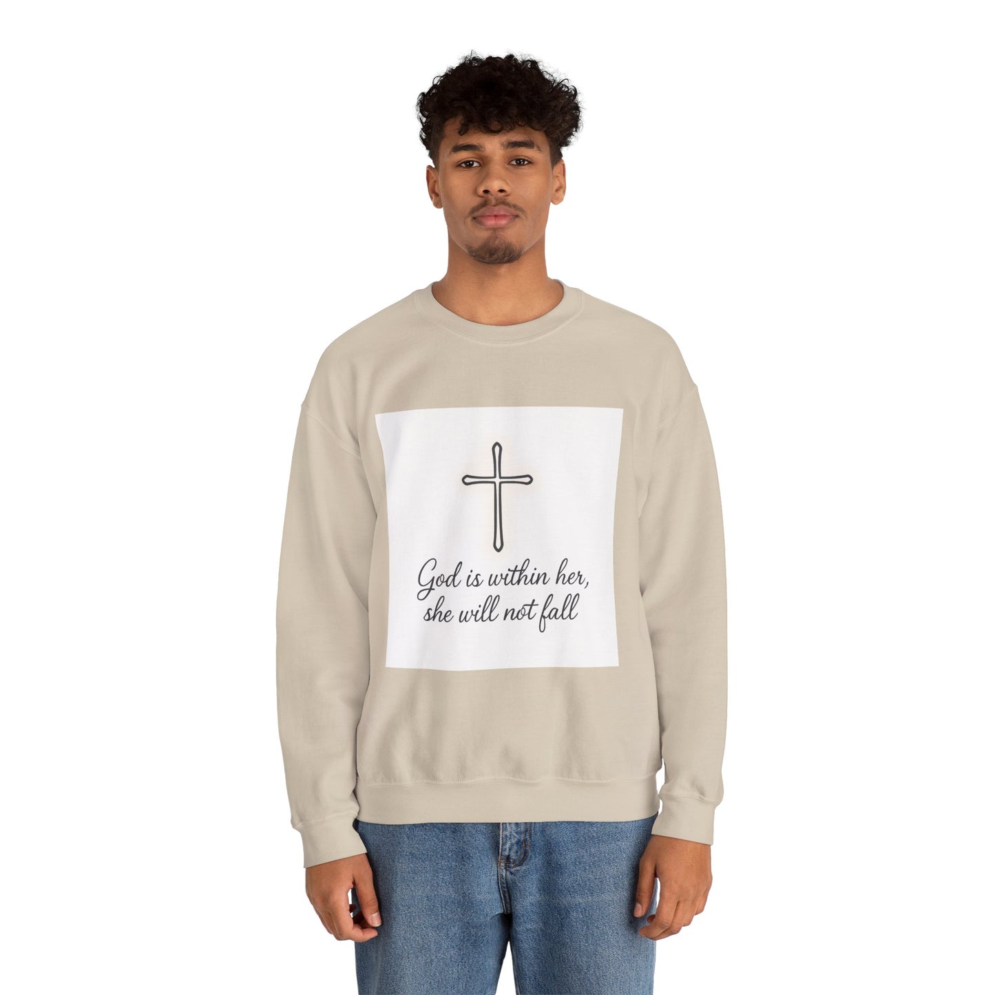 Minimal Cross Crewneck Sweatshirt — Christian Faith Symbol Pullover