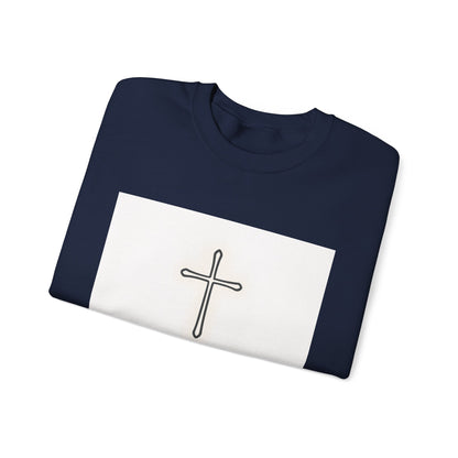 Minimal Cross Crewneck Sweatshirt — Christian Faith Symbol Pullover