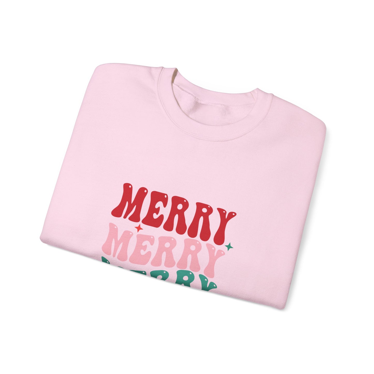 Christmas Crewneck Sweatshirt — "Merry Merry Merry" Holiday Pullover