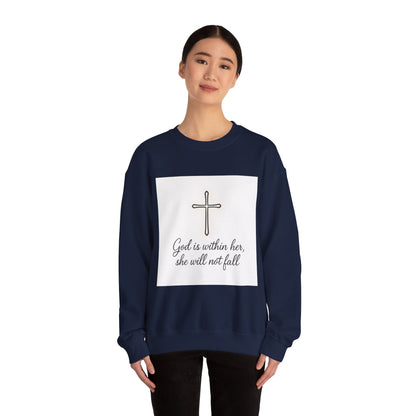 Minimal Cross Crewneck Sweatshirt — Christian Faith Symbol Pullover