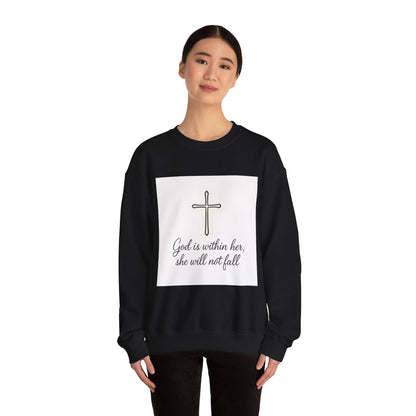 Minimal Cross Crewneck Sweatshirt — Christian Faith Symbol Pullover