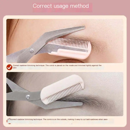 Pink Eyebrow scissors with built-n comb for trimming brows