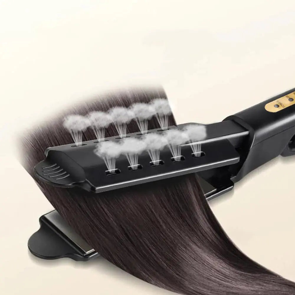 Ceramic flat iron hair straightener with adjustable heat settings