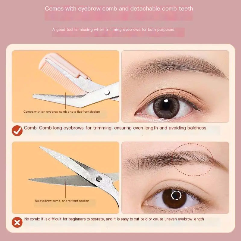 Pink Eyebrow scissors with built-n comb for trimming brows